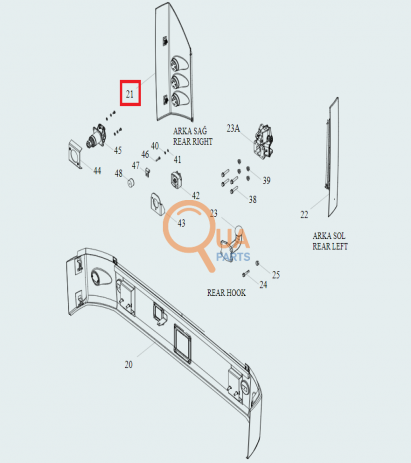 HD270115Y-Arka Lamba Maskesi (Köşe Bombeyi) Sağ
