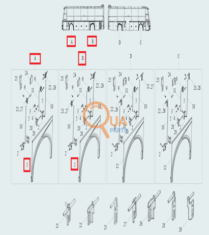 HD550457Y-Sol Ön ve Arka Çamurluk (Adet) HD551100Y