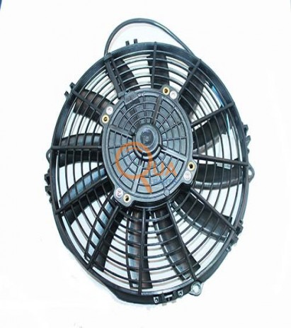 53814102-Aksiyel Fan Motoru, Klima, Emiş, Yassı 14" 350 mm. (12V) (Pervaneli) 74315016